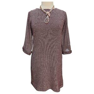 Burgundy and white patterned dress